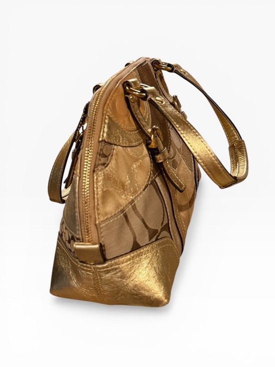 Authentic COACH Vintage Y2K 2009 Metallic Gold Patchwork Satchel Handbag F14007 - Picture 6 of 16